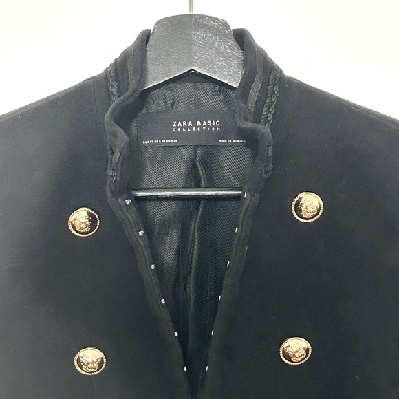 Zara black velvet military Blazer - Picture 3 of 4